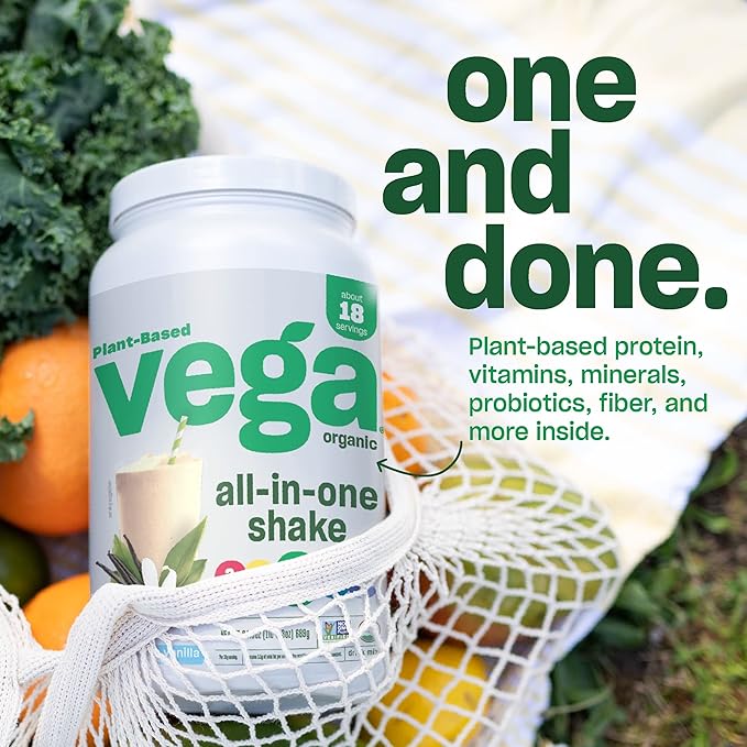 Vega Organic All-in-One Vegan Protein Powder, Mocha 1.6 lbs