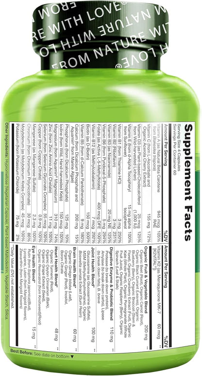 NATURELO Whole Food Multivitamin for Women 50+ (Iron 50 - 240 Vegan