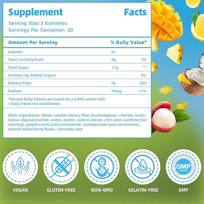 AFXMATE Fiber Supplement Gummies, 7g Fiber 120 Count