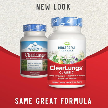 Ridgecrest Herbals ClearLungs Classic, Natural Lung (120 Caps, 60 Serv)