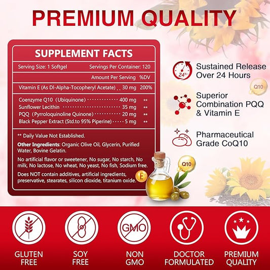 NATURE TARGET CoQ10-400mg Plus PQQ Coenzyme-Q10 with Production,120 Servings