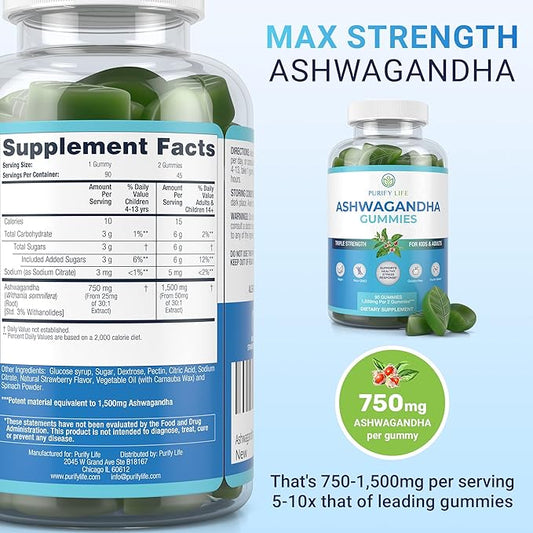Ashwagandha Gummies (Max Strength 750mg/Gummy) (90ct (90ct - 3 Month