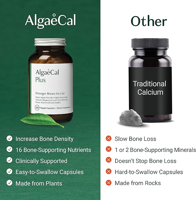 ALGAECAL Plus - Organic Red Algae K2 MK7 MK7 (100mg), (100mg), Vitamin D3 (1600 (1600 IU), (250mg) & 3 Month