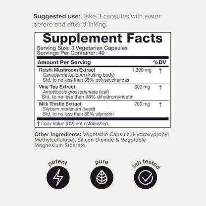 Toniiq Ease with DHM - Full Liver Support for a Night Out - 120 Capsules - 50x Super Concentrated Extract