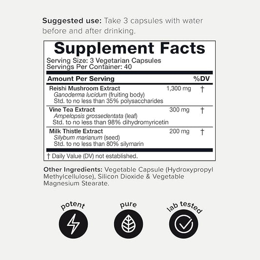 Toniiq Ease with DHM - Full Liver Support for a Night Out - 120 Capsules - 50x Super Concentrated Extract