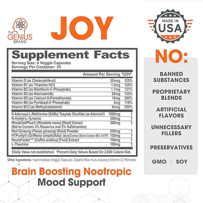 Genius Joy, Nootropic Mood Enhancer Supplement