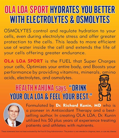 Ola Loa Sport Mango Tangerine All-Natural Hydrating Sports Drink Mix - Energy, Amino Acids, Electrolytes, Vitamin C, Vitamin B, Gluten Free, Vegan - Drink Your Vitamins - 30 Packets (7.4oz)