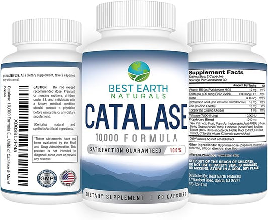 Catalase Supplement 10,000 with Saw Palmetto, 60 Capsules