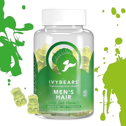 Men’s Hair Vitamins Gummies | Biotin, Folic Acid, & Zinc | Nourishing Hair, Skin & Nails | Salon-Quality Vegan Hair Care | 100% Vitamin Boost