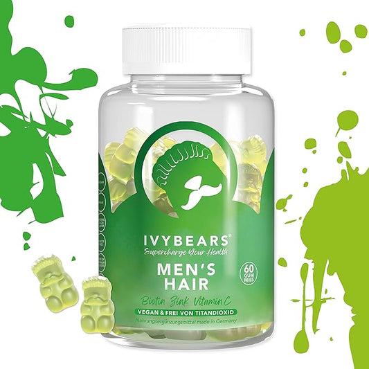 Men’s Hair Vitamins Gummies | Biotin, Folic Acid, & Zinc | Nourishing Hair, Skin & Nails | Salon-Quality Vegan Hair Care | 100% Vitamin Boost