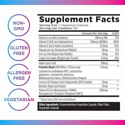 Livingood Daily Vitamin D3 K2 4000 9-in-1 Dietary K2, Zinc, 60 Capsules