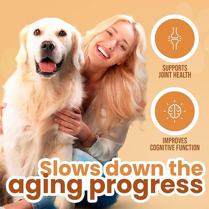 Chewable Dog Vitamins and Supplements – Daily Longevity Multivitamin for Dogs with Curcumin, Taurine, Trans-Resveratrol – Essential Vitamins for Dogs to Support Wellness and Vitality