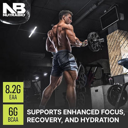 NutraBio Alpha EAA - All-Day Perfect Amino Acids for Muscle Growth - Essential Amino Acids - Full Spectrum EAA BCAA Powder- Amino Acid Supplement - 30 Servings - Strawberry Lemon