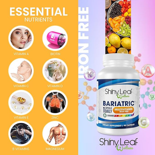 Bariatric Multivitamin Iron Free Capsules Calcium Citrate Chewable Strawberry Flavor - for Post Bariatric Surgery Including Gastric Bypass and Sleeve (30 Days)