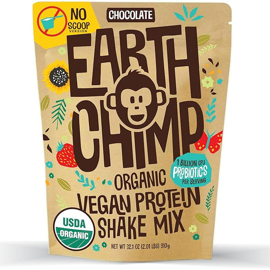 EarthChimp Organic Vegan Protein Powder 26 Servings 32 Oz