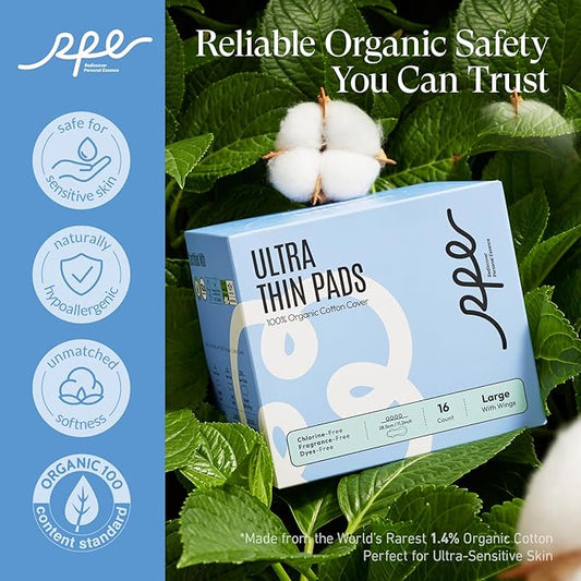 100% Large Organic Pads for Women, 4, 96ct) 96ct)