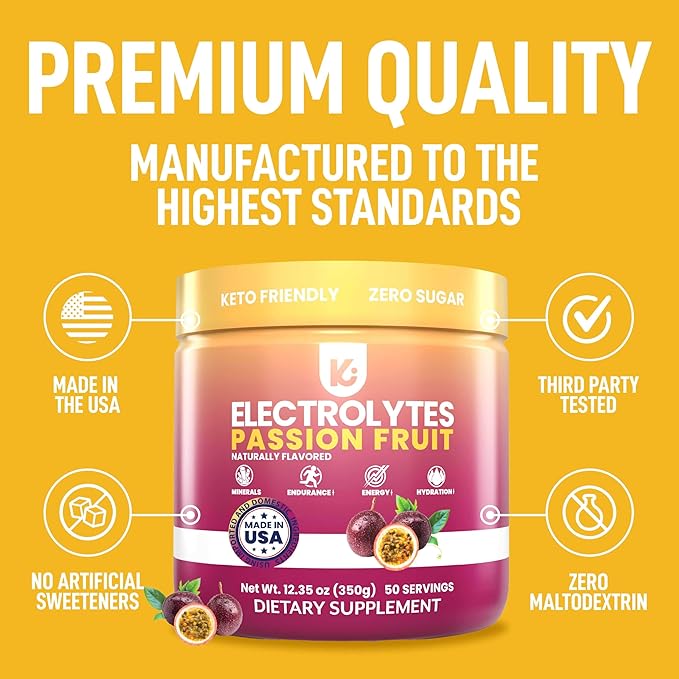 Keppi Keto Hydration Electrolytes - Passionfruit - Electrolyte Powder no Sugar - Sips Like Sunshine - Keto Electrolytes Powder - Electrolytes Powder Sugar Free - Electrolytes Powder