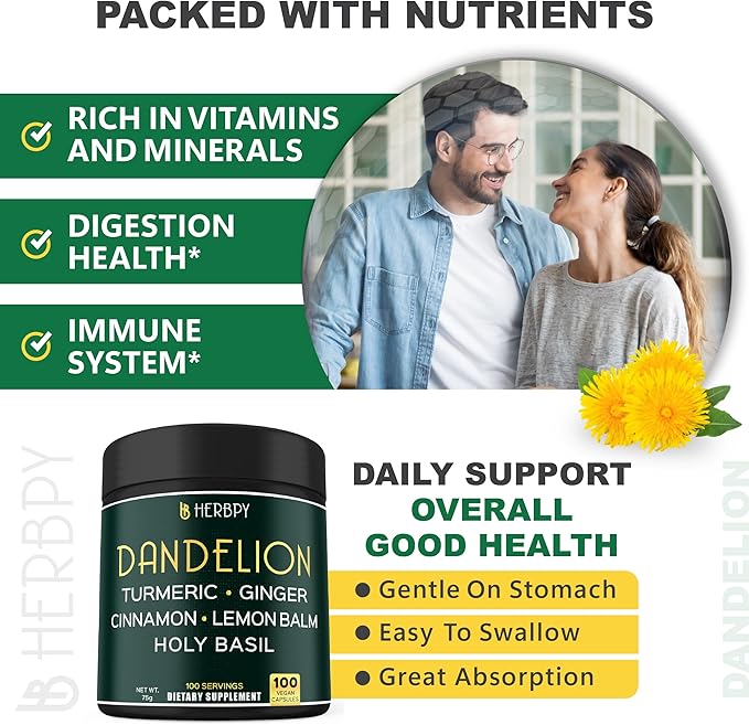 Dandelion Root Supplement 7500mg 6in1 100 Dandelion