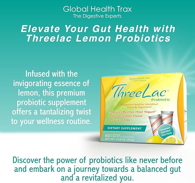 Threelac Probiotic Dietary Supplement, Natural Lemon 60 .053-Ounce .053-Ounce Packets