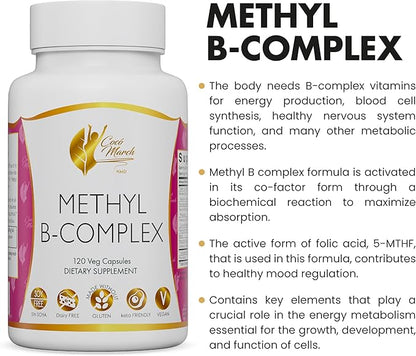 High Potency Methyl B Vitamins Active 5-MTHFR - 120 Capsules