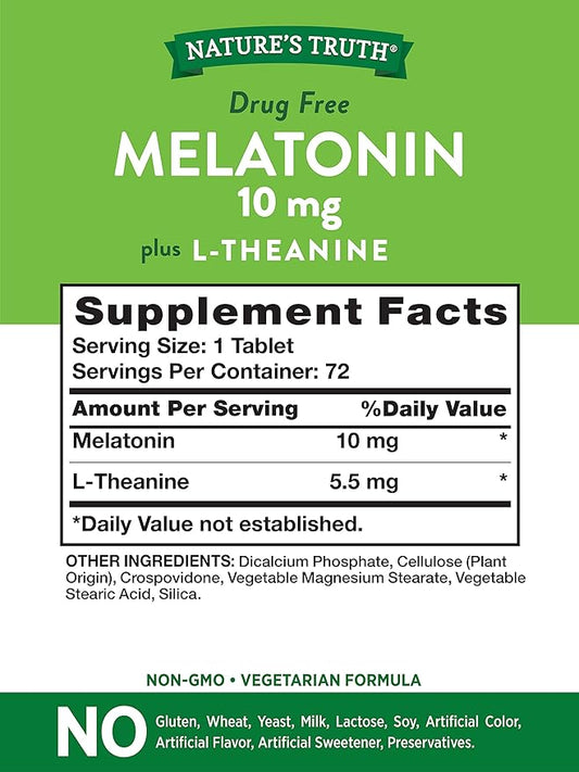 Melatonin 10 mg + L-Theanine 72 Tablets
