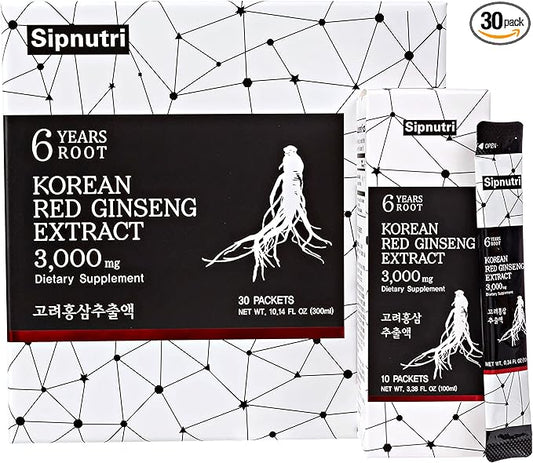 Korean Red Panax Ginseng Extract Liquid 3000 mg, 100% Pure 10 ml 30 Packets