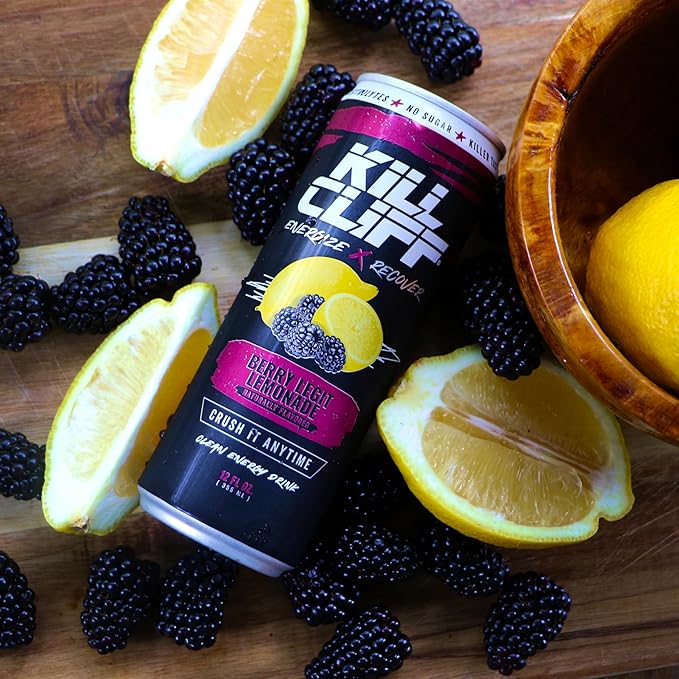 Kill Cliff Recovery Energy Drink, Berry Legit Lemonade, Sugar & Gluten Free Drinks, Green Tea, Electrolytes and Natural Caffeine for Clean Energy, Hydration & Recovery, Post or Pre Workout, 12 Pack