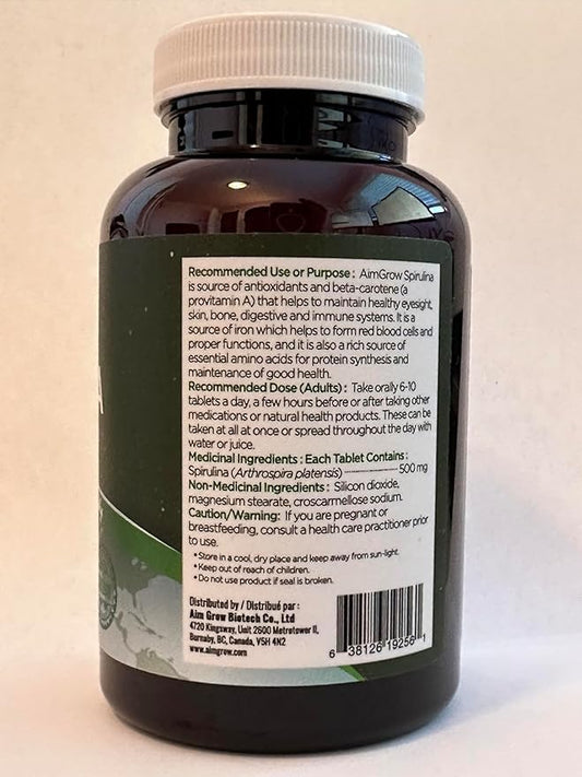 Spirulina Tablets 500mg 300 Tablets Canada