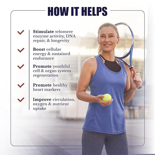 ActiveSpan- Longevity Formula Supplement with Ashwagandha, Cat’s Claw, Astragalus - Telomere Lengthening Supplements - Stem Cell Regeneration, 60 Capsules