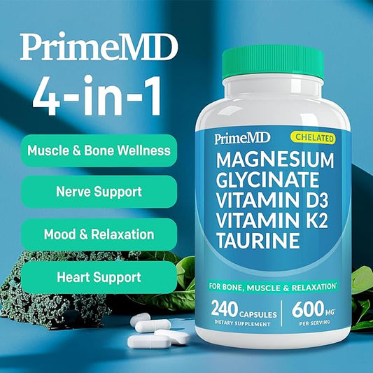 4-in-1 Chelated Magnesium Glycinate 500mg D3 K2 K2 Magnesium (240ct)