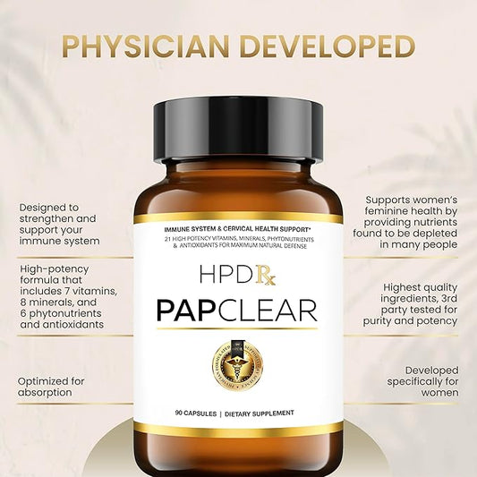 PAPCLEAR Physician Formulated | All Natural Immune Support Supplement | Advanced Powerful Immunity Booster | 21 Vitamins & Nutrients with Organic Shiitake Mushroom & Lycopene | 90 Capsules | Pack of 1
