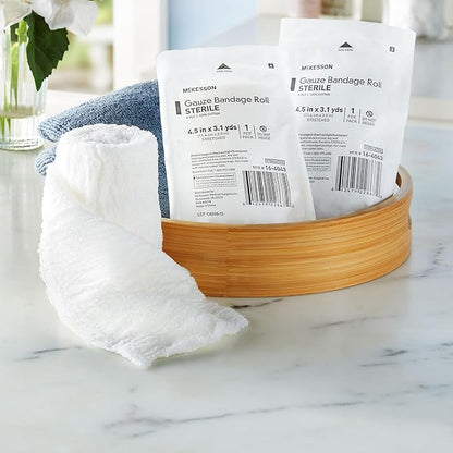 McKesson Gauze Bandage Rolls, Sterile, 6-Ply, 4 1/2 1/2 in 3 1/10 1/10 yds, 1 Count