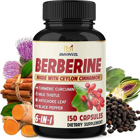 Berberine with Ceylon Cinnamon, Turmeric, Milk Thistle, Artichoke, Black Pepper - 150 Count - Pack of 1