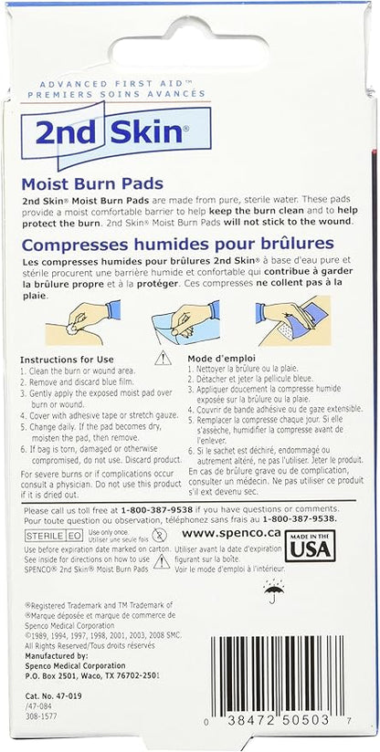 Spenco 2nd Skin Moist Burn Pads, (2 x 3 Inches), 4-Count