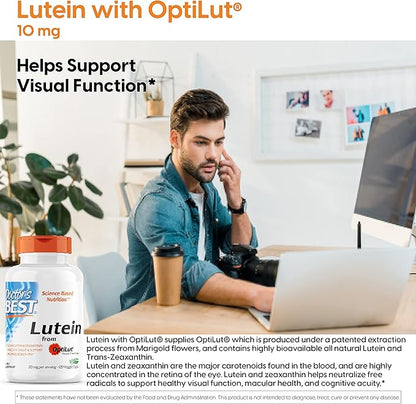 Doctor's Best Lutein with OptiLut Non-GMO, 20 mg, 120 Veggie