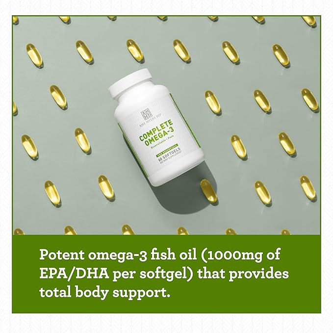 Dr. Amy Myers Complete Omega-3 Softgel 1000mg of 170% More 60 Capsules, 2 Month