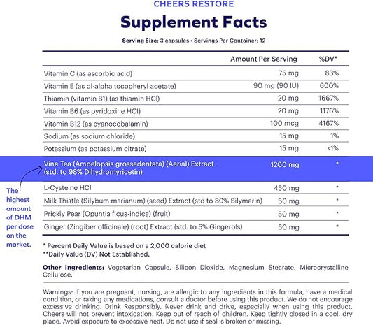 Cheers Liver Combo | Restore + Protect | Support Your Liver & Feel Better After Drinking | DHM, L-Cysteine, Milk Thistle, Prickly Pear, B-Vitamins | 36 Doses Restore, 90 Doses Protect | Supplements