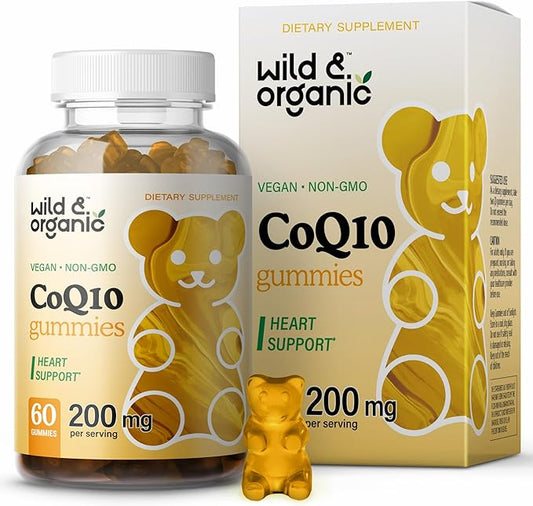 Wild & Organic CoQ10 Gummies CoQ10 200mg 200mg - CoQ10 Ubiquinone Q10 Focus 60 Non-GMO