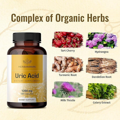 Uric Acid Support Capsules 1200 mg, 100 Capsules