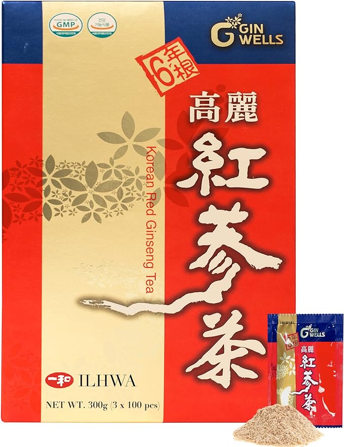 ILHWA Korean Red Ginseng Tea (300g, 0.11oz X 100 sachets) 6 Years Rg1+Rb1+Rg3