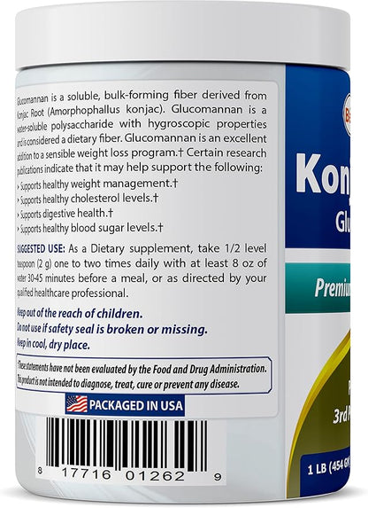 Best Naturals Konjac Root Glucomannan Powder (Non-GMO) 1 Pound