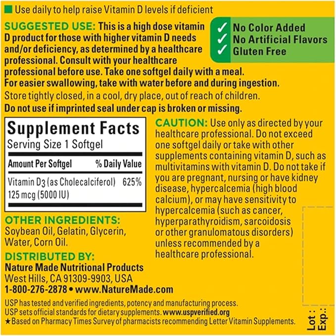 Nature Made Vitamin D-3 5000IU 220
