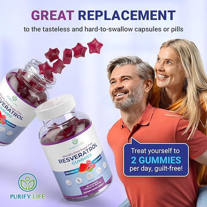 Purify Life Sugar-Free Resveratrol Gummies 1500mg Resveratrol