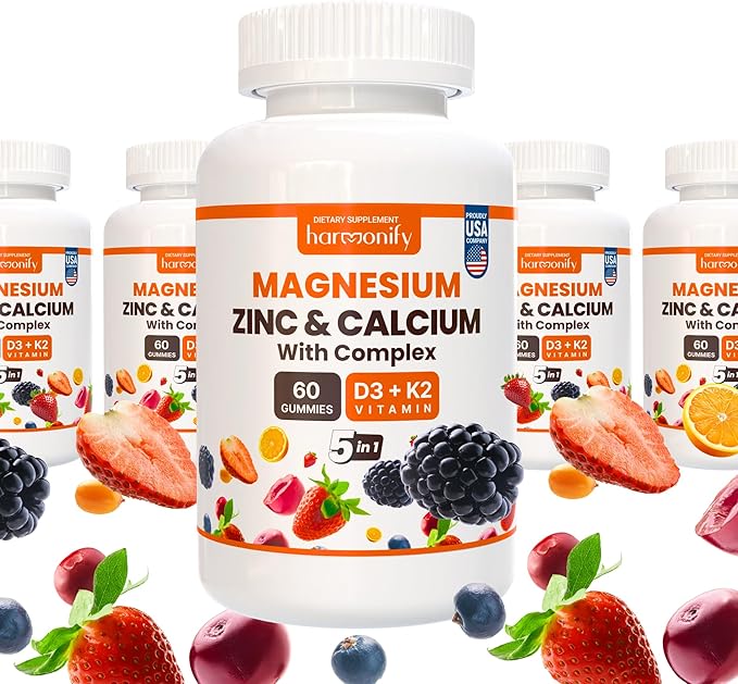 Magnesium Calcium Zinc with Vitamin D3 K2 Gummies, 30 Days