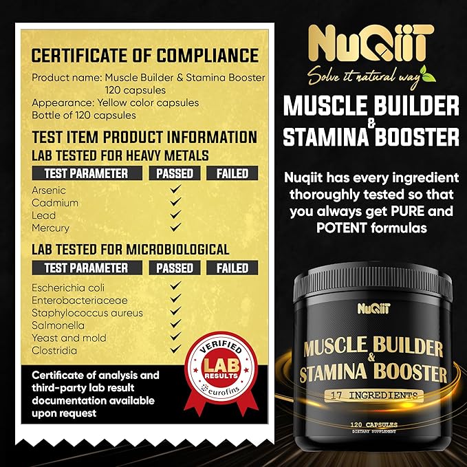 Muscle Builder Supplement with Creatine Monohydrate 500mg Tongkat 3000mg & 120 Capsules 2-Month Supply