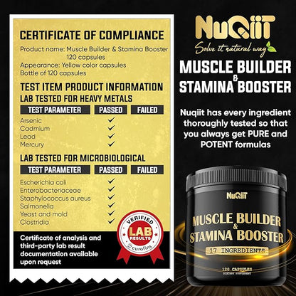 Muscle Builder Supplement with Creatine Monohydrate 500mg Tongkat 3000mg & 120 Capsules 2-Month Supply