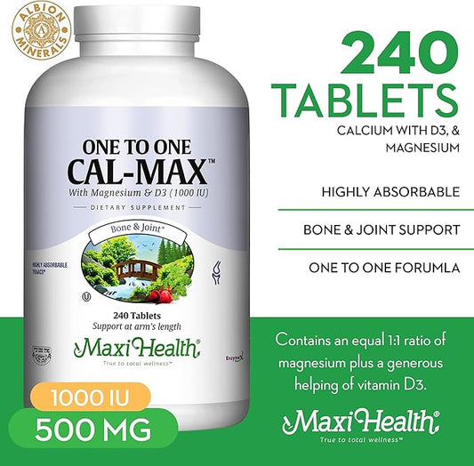 Maxi Health 500 mg Calcium Supplement D3 (1000 (1000 IU) (500 mg) 240 Tablets