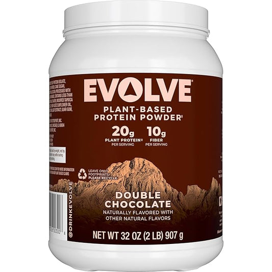 Evolve Plant Based Protein Powder, Double 20g Vegan 3g Fiber, 2 Pound
