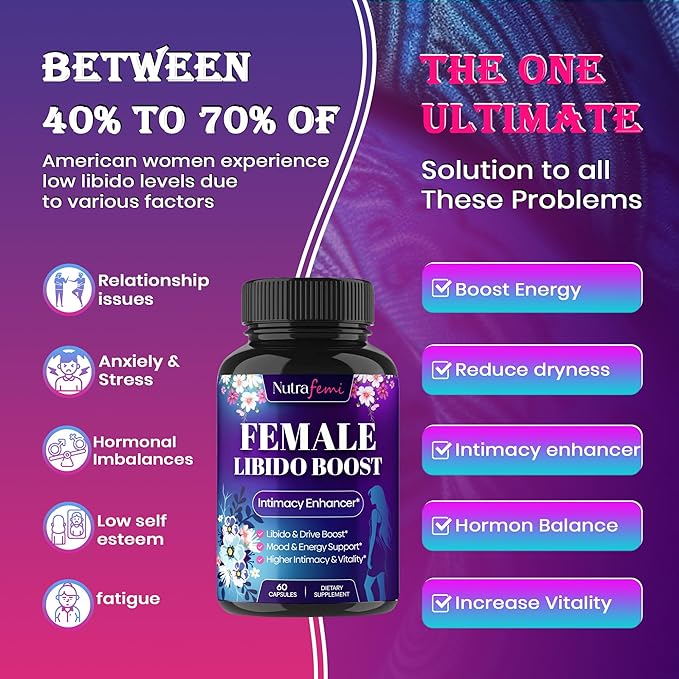 #1 Fast Acting Highly Effective Libido Booster for Women-Female Libido Booster for Hormonal Balance, Mood & Drive - with Maca Root, Ginseng, Tribulus, Gingko & Ashwagandha - 60 Capsules
