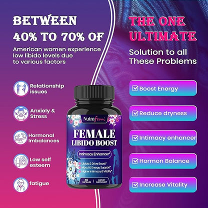 #1 Fast Acting Highly Effective Libido Booster for Women-Female Libido Booster for Hormonal Balance, Mood & Drive - with Maca Root, Ginseng, Tribulus, Gingko & Ashwagandha - 60 Capsules